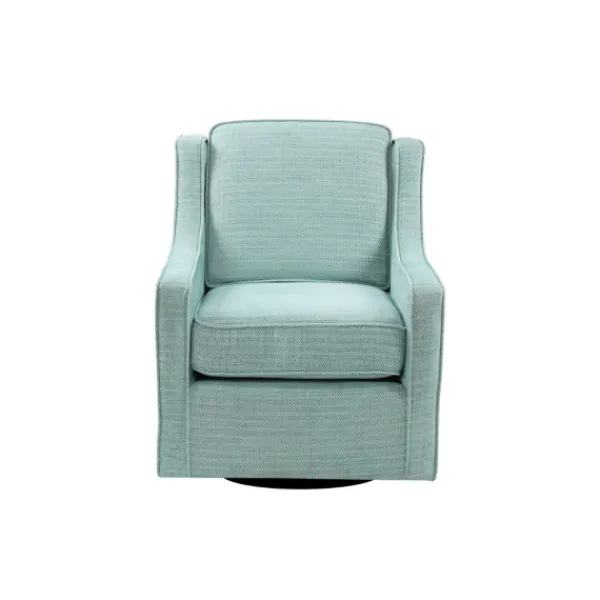 Accent Chairs-Kirkland's Home Aqua Upholstered Swivel Accent Chair Blue