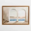 Framed Art-Kirkland's Home Arched Coastal Viewpoint Framed Art Print Tan/Blue