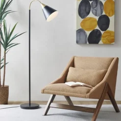 Floor Lamps-Kirkland's Home Arched Cone Shade Floor Lamp Black
