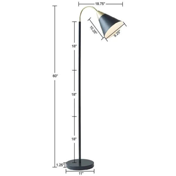 Floor Lamps-Kirkland's Home Arched Cone Shade Floor Lamp Black