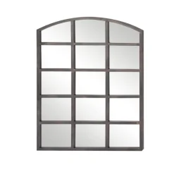 Decorative Mirrors-Kirkland's Home Arched Windowpane Wall Mirror Gray