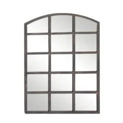 Decorative Mirrors-Kirkland's Home Arched Windowpane Wall Mirror Gray