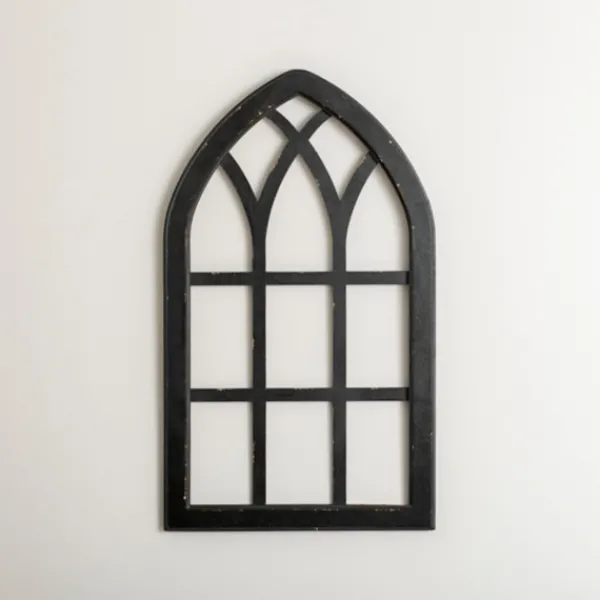 Wall Plaques-Kirkland's Home Arched Windowpane Wall Plaque Black