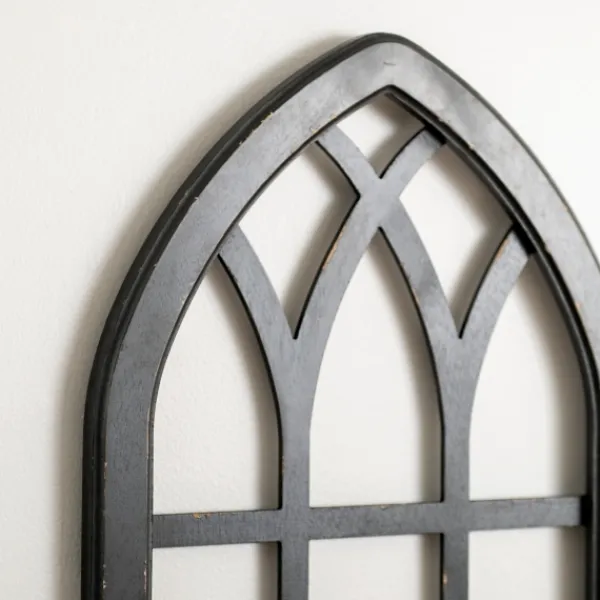 Wall Plaques-Kirkland's Home Arched Windowpane Wall Plaque Black