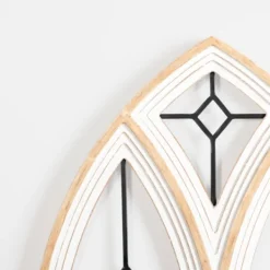 Wall Plaques-Kirkland's Home Arched Wood And Metal Geometric Wall Plaque White/Tan/Black