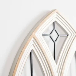 Wall Plaques-Kirkland's Home Arched Wood And Metal Geometric Wall Plaque White/Tan/Black