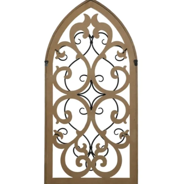 Wall Plaques-Kirkland's Home Arched Wood And Metal Layered Scroll Wall Plaque White/Tan/Black