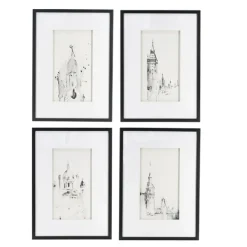 Framed Art-Kirkland's Home Architectural Drawings Framed Art Prints, Set Of 4 White/Black