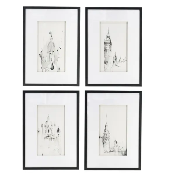 Framed Art-Kirkland's Home Architectural Drawings Framed Art Prints, Set Of 4 White/Black