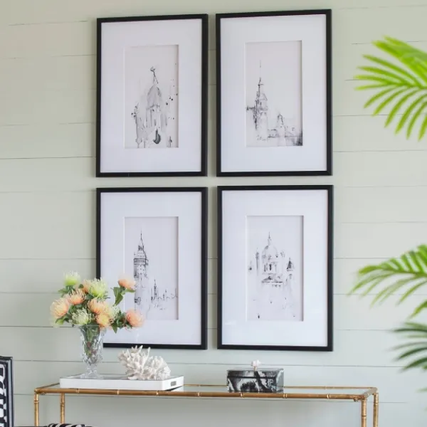 Framed Art-Kirkland's Home Architectural Drawings Framed Art Prints, Set Of 4 White/Black