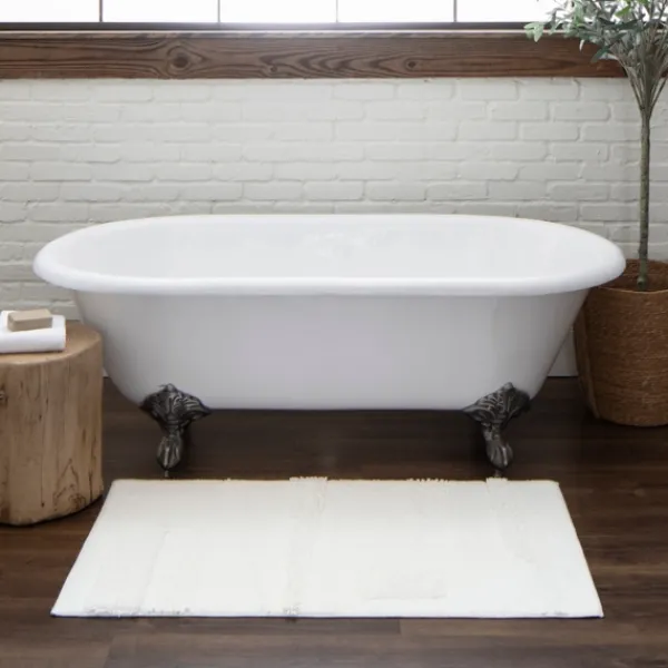 Bathroom Rugs-Kirkland's Home Arctic Asymmetrical Cotton Bath Mat, 60 In. White