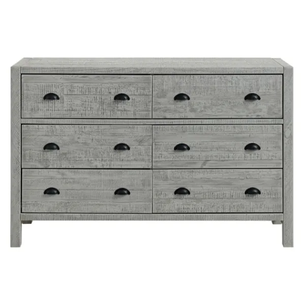 Dressers & Chests-Kirkland's Home Arden Wood 6-Drawer Dresser Gray