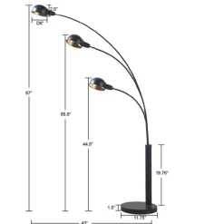 Floor Lamps-Kirkland's Home 3-Arm Adjustable Floor Lamp Black