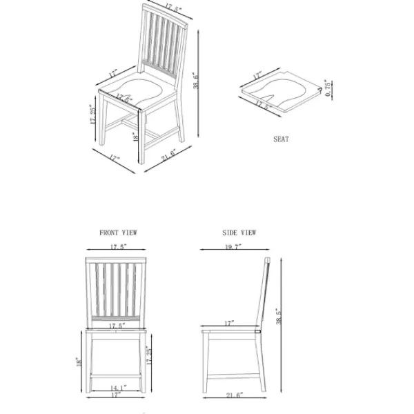 Dining Chairs-Kirkland's Home Armless Slat Back 2-Pc. Dining Chair Set White