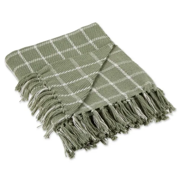 Blankets & Throws-Kirkland's Home Artichoke Plaid Fringed Throw Green