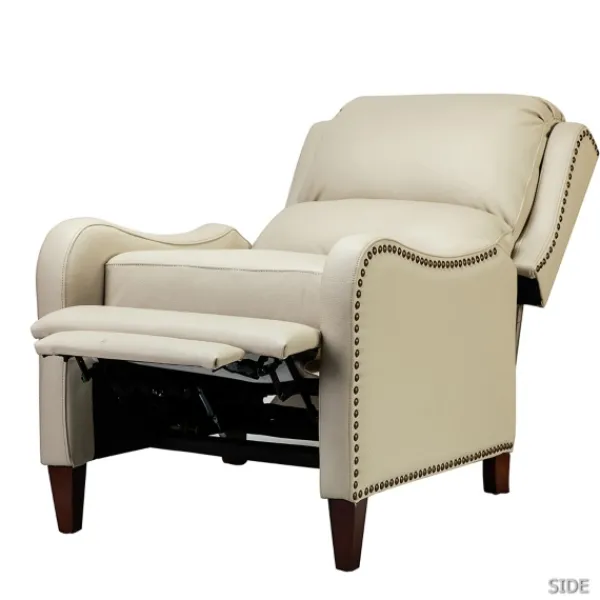 Accent Chairs-Kirkland's Home Arturo Leather Wingback Recliner Ivory