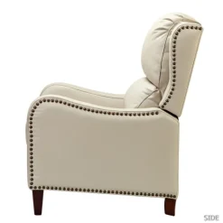Accent Chairs-Kirkland's Home Arturo Leather Wingback Recliner Ivory