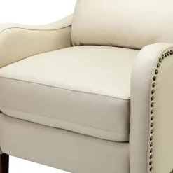 Accent Chairs-Kirkland's Home Arturo Leather Wingback Recliner Ivory