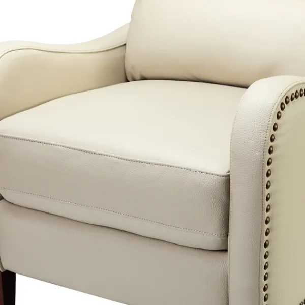 Accent Chairs-Kirkland's Home Arturo Leather Wingback Recliner Ivory