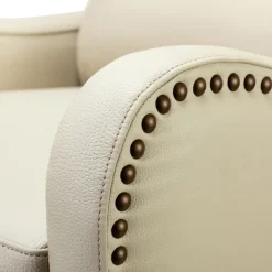 Accent Chairs-Kirkland's Home Arturo Leather Wingback Recliner Ivory