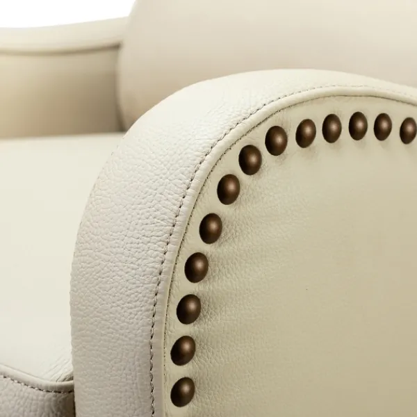 Accent Chairs-Kirkland's Home Arturo Leather Wingback Recliner Ivory