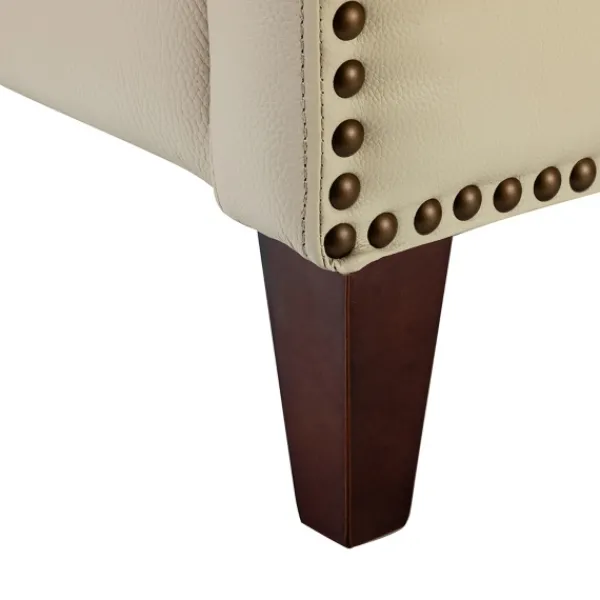 Accent Chairs-Kirkland's Home Arturo Leather Wingback Recliner Ivory