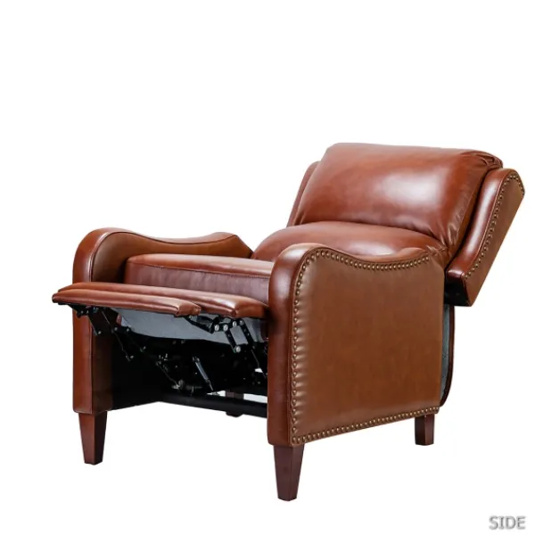 Accent Chairs-Kirkland's Home Arturo Leather Wingback Recliner Brown