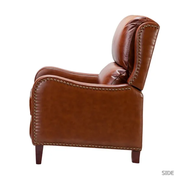 Accent Chairs-Kirkland's Home Arturo Leather Wingback Recliner Brown
