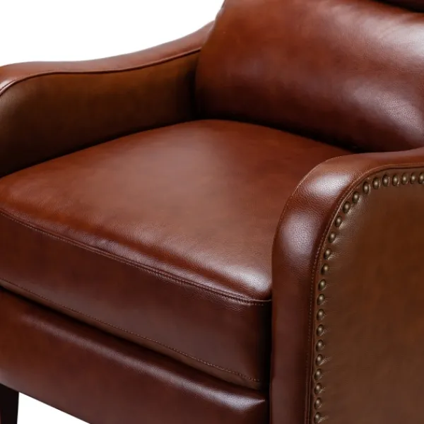 Accent Chairs-Kirkland's Home Arturo Leather Wingback Recliner Brown