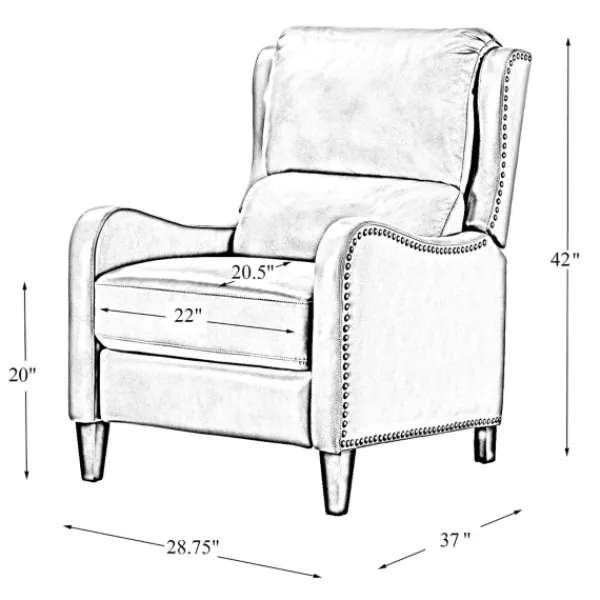 Accent Chairs-Kirkland's Home Arturo Leather Wingback Recliner Brown