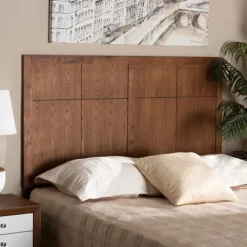 Beds & Headboards-Kirkland's Home Ash Walnut Wood Panel Queen Headboard Brown