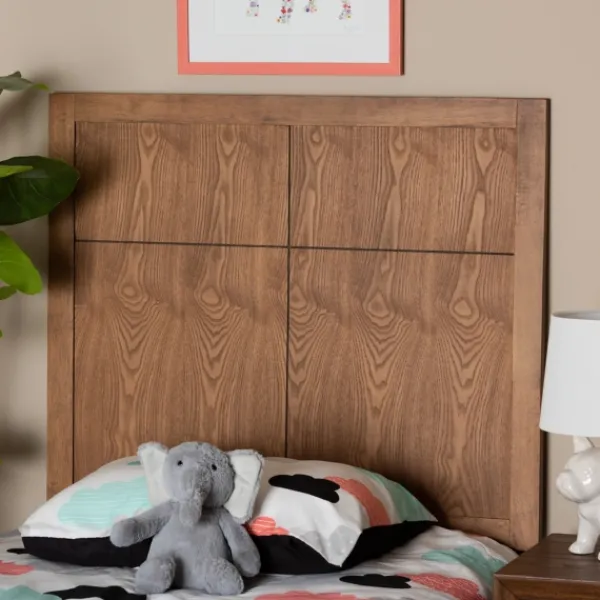 Beds & Headboards-Kirkland's Home Ash Walnut Wood Panel Twin Headboard Brown