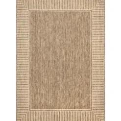 Outdoor Rugs-Kirkland's Home Asia Stripe Border Outdoor Rug, 8X10 Brown