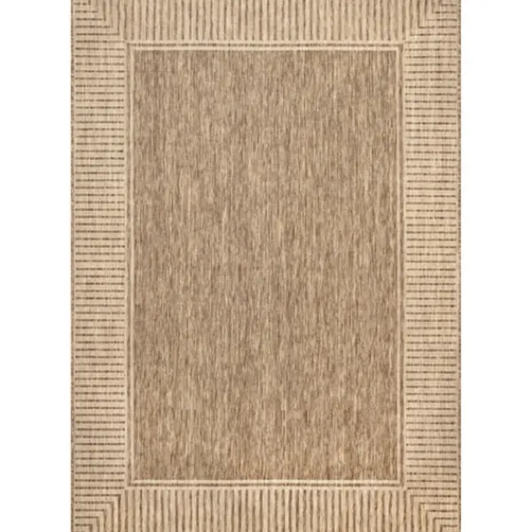 Outdoor Rugs-Kirkland's Home Asia Stripe Border Outdoor Rug, 8X10 Brown