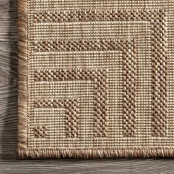 Outdoor Rugs-Kirkland's Home Asia Stripe Border Outdoor Rug, 8X10 Brown