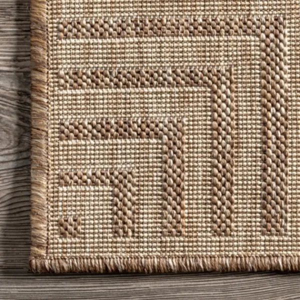 Outdoor Rugs-Kirkland's Home Asia Stripe Border Outdoor Rug, 8X10 Brown