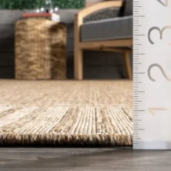 Outdoor Rugs-Kirkland's Home Asia Stripe Border Outdoor Rug, 8X10 Brown
