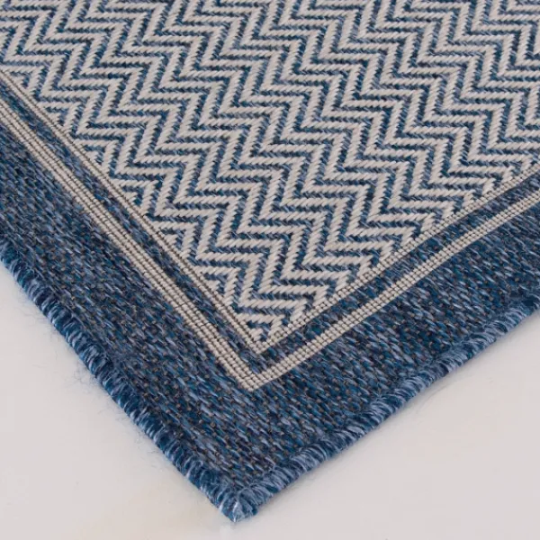 Outdoor Rugs-Kirkland's Home Auckland Chevron Outdoor Area Rug, 6X9 Blue