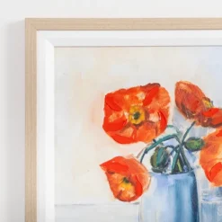 Framed Art-Kirkland's Home August Poppies Framed Art Print Orange/Blue