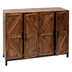 Cabinets & Sideboards-Kirkland's Home Austin Warm Wood Farmhouse Cabinet Brown