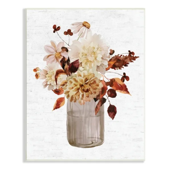 Wall Plaques-Kirkland's Home Autumn Flower Bouquet Wall Plaque White/Brown