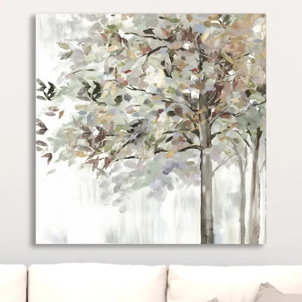 Canvas Art-Kirkland's Home Autumn Leaves Neutral Giclee Canvas Art, 30X30 In. White/Brown