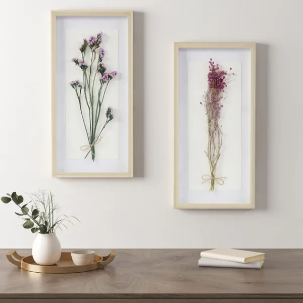 Framed Art-Kirkland's Home Avant Garden Dried Flowers Shadowboxes, Set Of 2 White/Tan/Multi