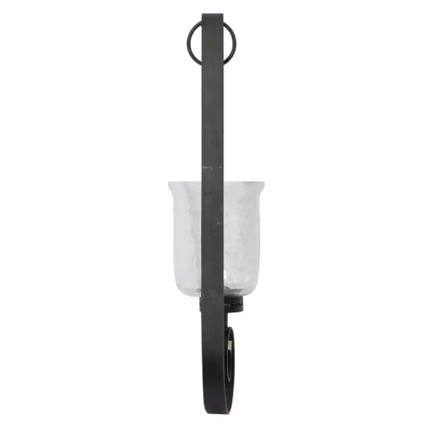Sconces-Kirkland's Home Axel Black Iron Scroll Sconce