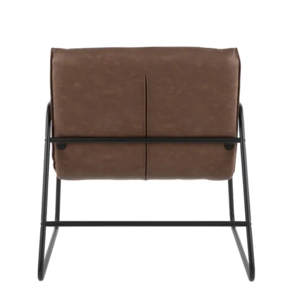 Accent Chairs-Kirkland's Home Axel Espresso Leather Industrial Accent Chair Brown