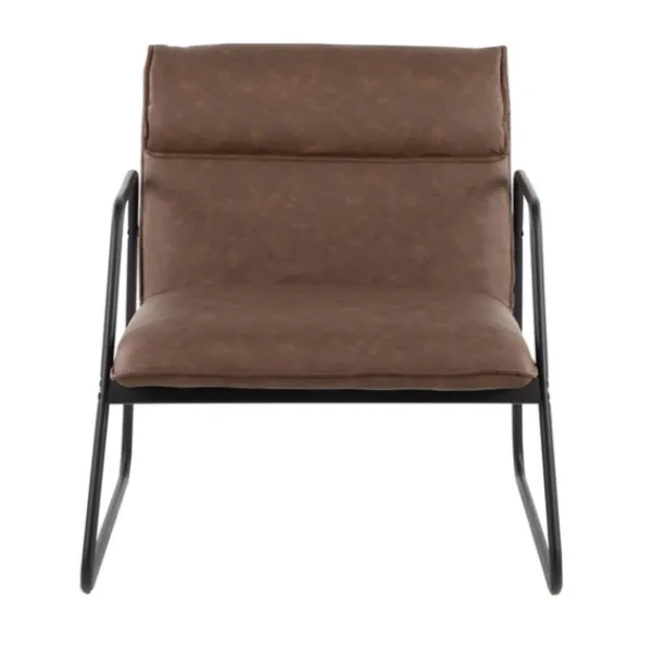 Accent Chairs-Kirkland's Home Axel Espresso Leather Industrial Accent Chair Brown