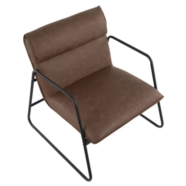 Accent Chairs-Kirkland's Home Axel Espresso Leather Industrial Accent Chair Brown