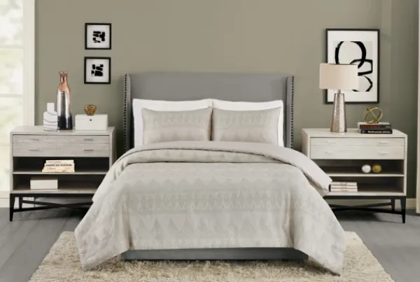 Duvets-Kirkland's Home Ayesha Curry Woven Diamonds King 3-Pc. Duvet Set Tan/Ivory