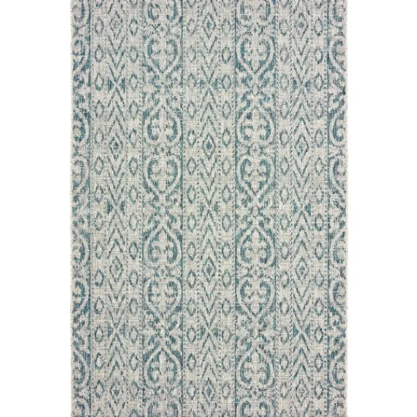 Outdoor Rugs-Kirkland's Home Azure Terrace Sun Shower Outdoor Area Rug, 7X9 Blue/Ivory