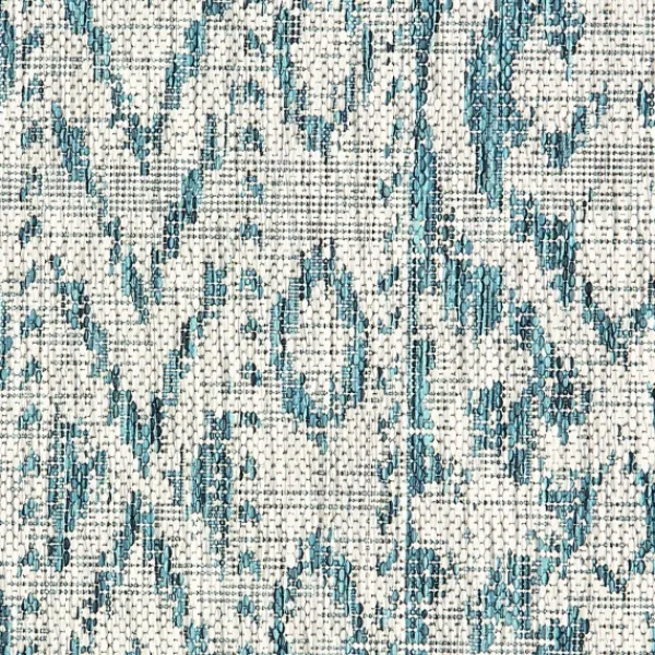 Outdoor Rugs-Kirkland's Home Azure Terrace Sun Shower Outdoor Area Rug, 5X8 Blue/Ivory